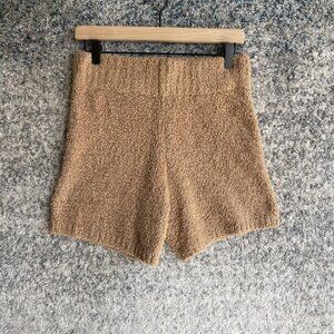 Skims Shorts Womens L XL Brown Cozy Boucle Lounge Soft Fuzzy Pull On High Waist